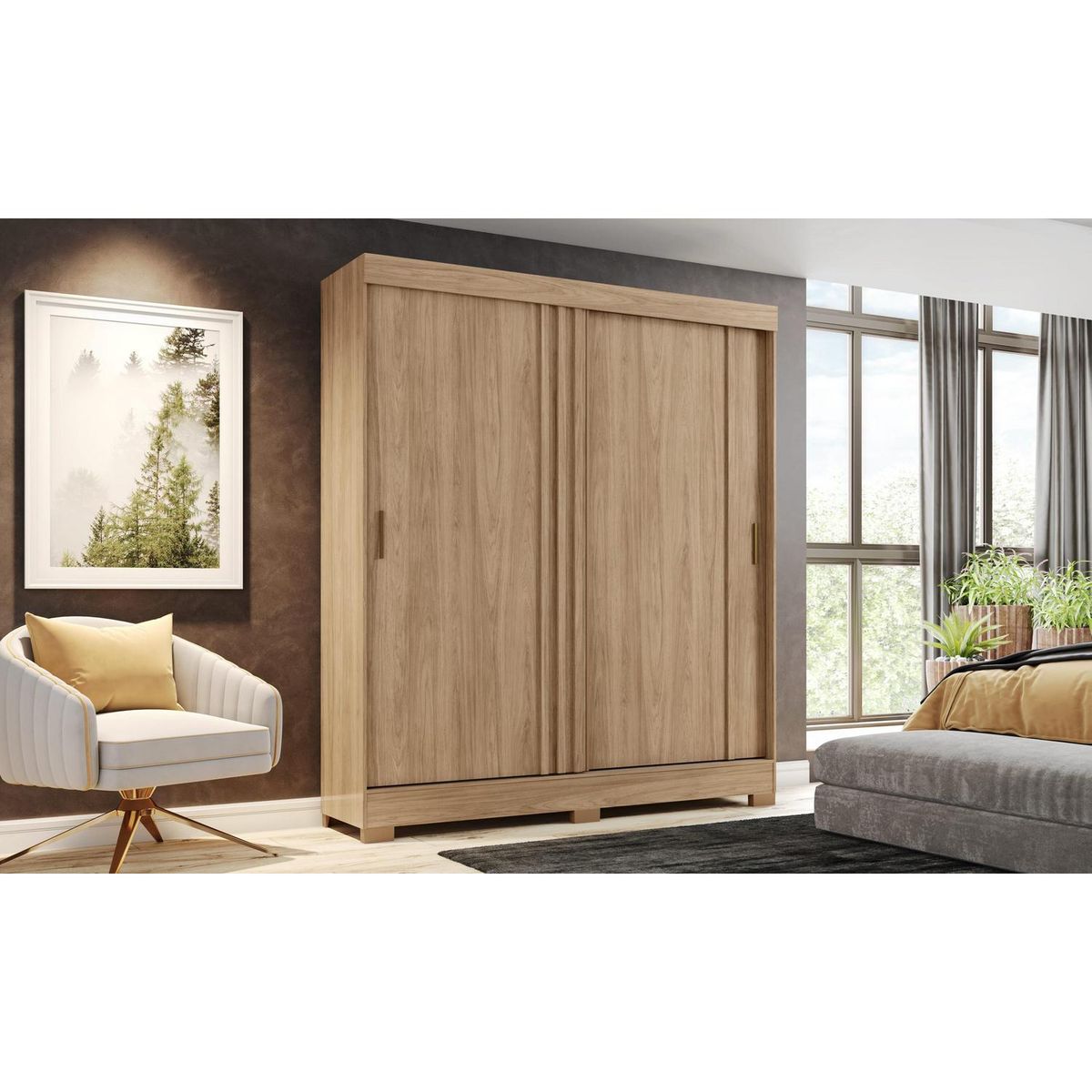 HOME MOBILI - Clóset Barbados 2 Puerta(s) 2 Cajón(es) 6 Repisa(s) 159x200x48 cm Café/Verde