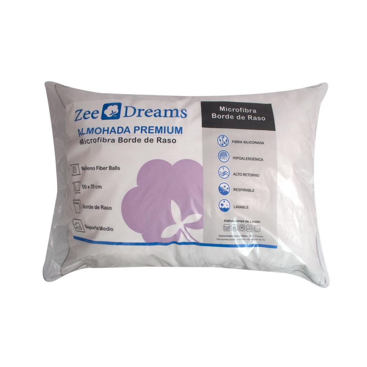 ZEE DREAMS - Almohada de Fibra sintética para Dormir 50x70 cm