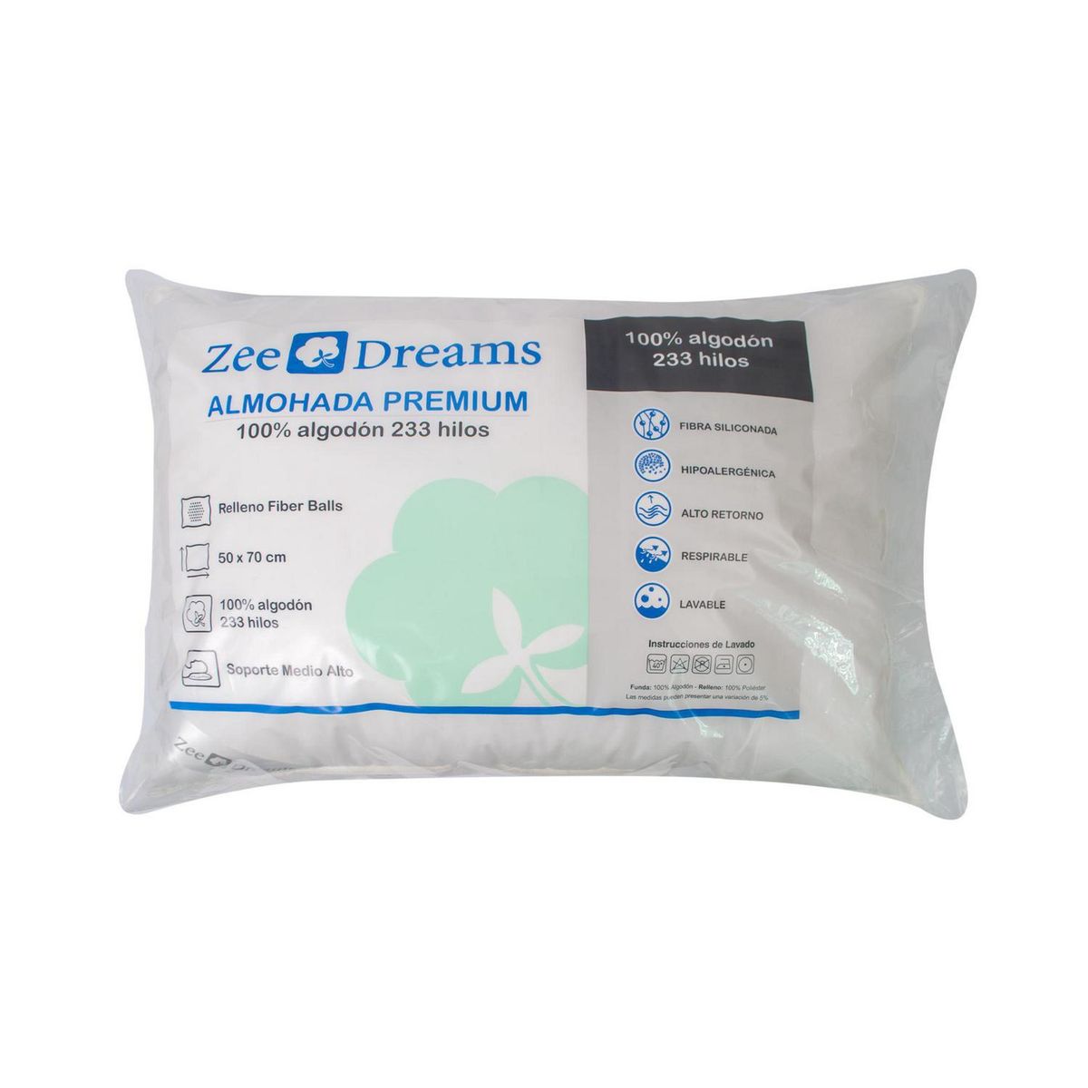 ZEE DREAMS - Almohada de Fibra sintética para Dormir 50x70 cm