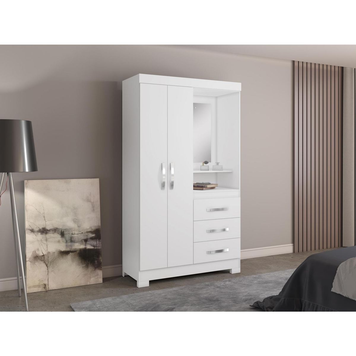 HOME MOBILI - Clóset Nepal 2 Puerta(s) 3 Cajón(es) 2 Repisa(s) 107.7x187x43.7 cm Blanco