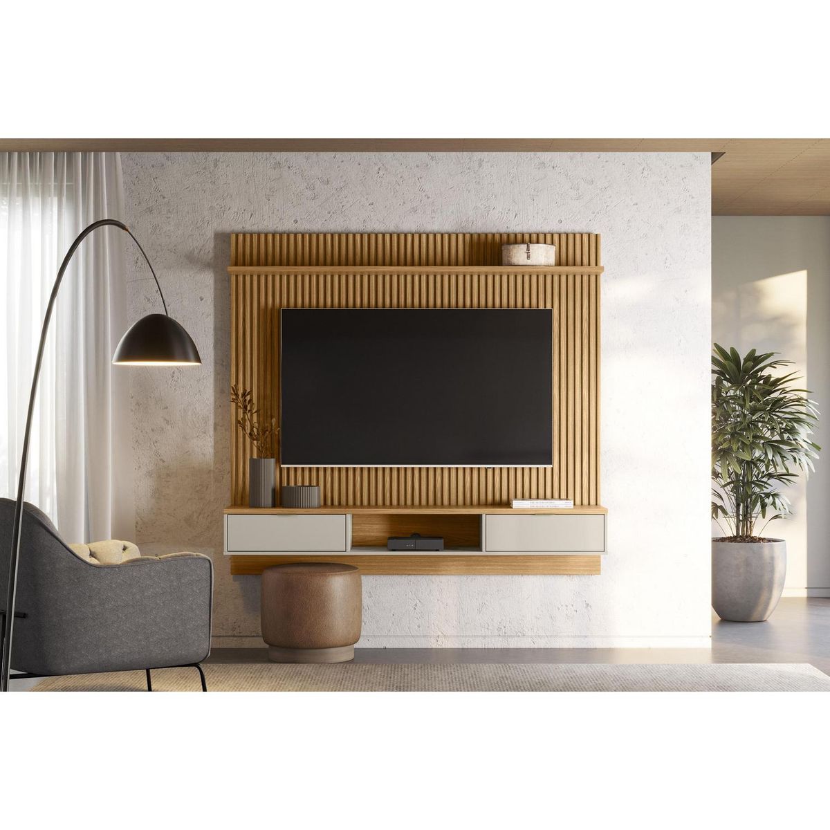 HOME MOBILI - Panel TV 70 " Genova Café/blanco 180x132x33 cm