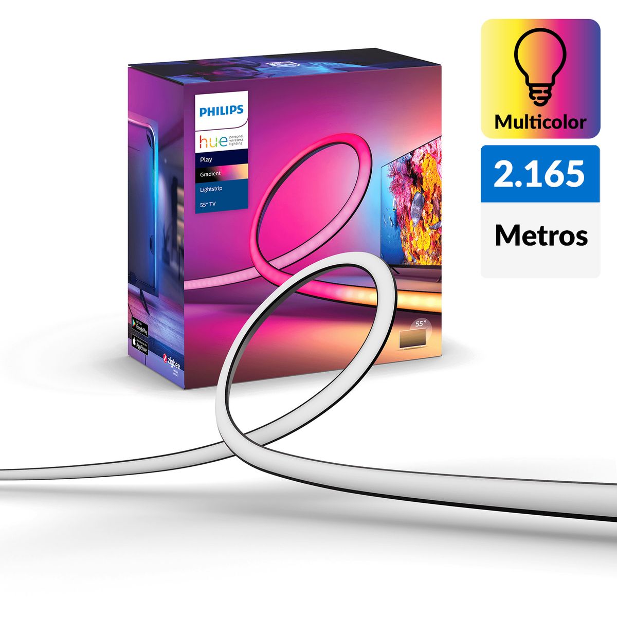 PHILIPS HUE - Cinta Led De Tv 55" Inteligente Hue Gradient Rgb 20W Bt