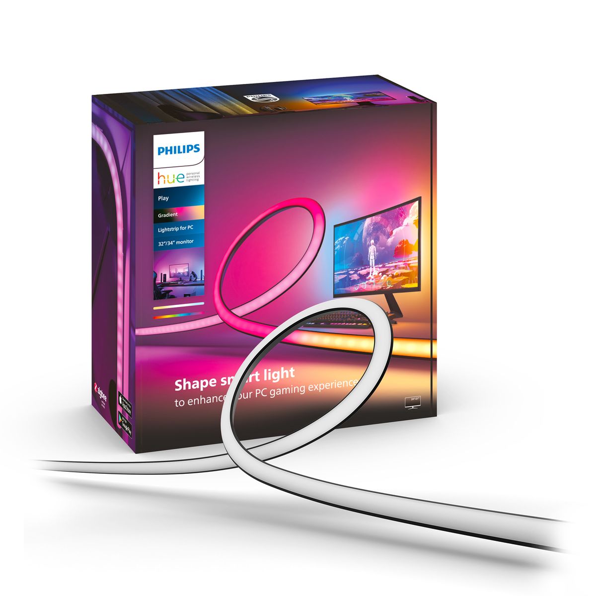 PHILIPS HUE - Cinta Led De Pc 32-34" Inteligente Hue Gradient Rgb 19W Bt