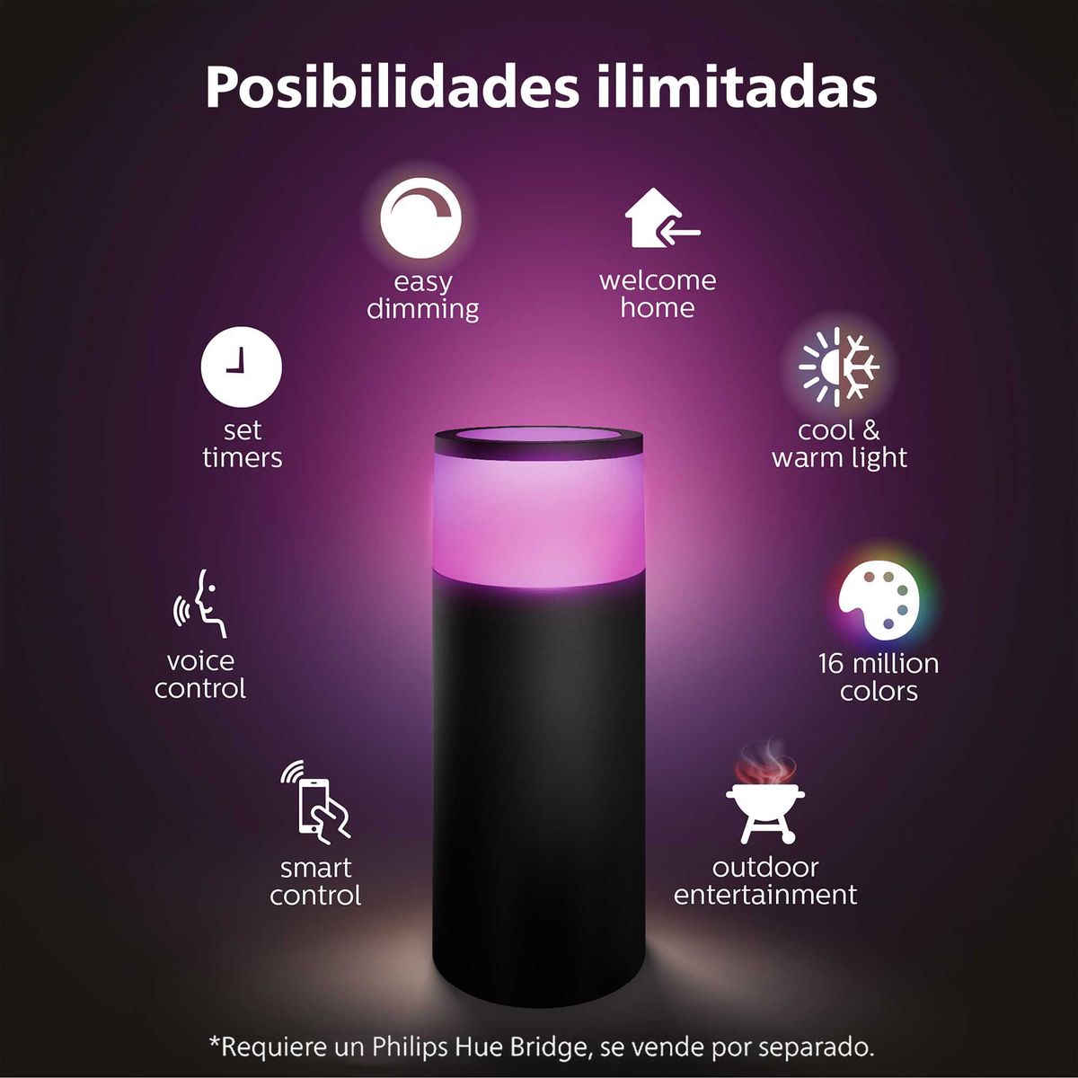 PHILIPS HUE - Pedestal Inteligente Hue Calla Exterior Rgb 8W