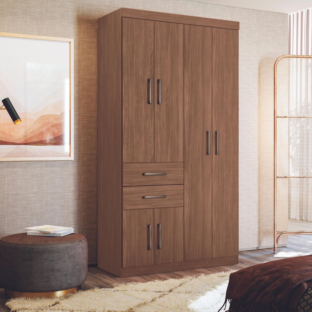 ONESSTA - Clóset Verona 6 Puerta(s) 2 Cajón(es) 4 Repisa(s) 106.6x200x46.3 cm Café