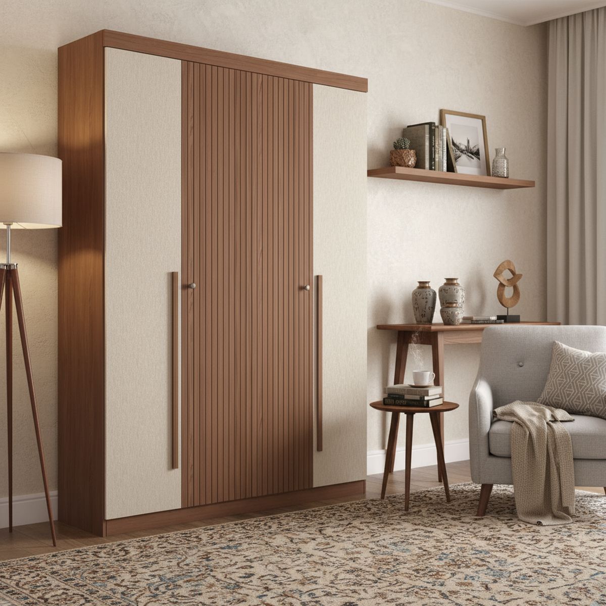 ONESSTA - Clóset Buriti 4 Puerta(s) 2 Cajón(es) 5 Repisa(s) 155x219x46.3 cm Café/Beige