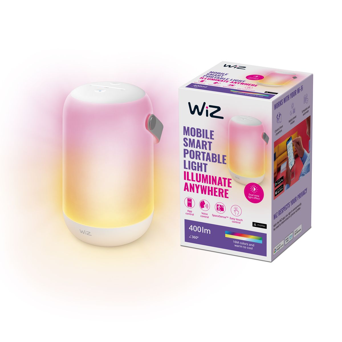 WIZ - Lámpara Led Wiz Rosa 27.6x16.7 cm