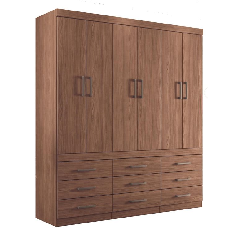 Clóset 6 Puerta(s) 9 Cajón(es) 4 Repisa(s) 179.4x200x46.3 cm Café