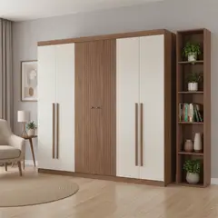 ONESSTA - Clóset Buriti 6 Puerta(s) 4 Cajón(es) 5 Repisa(s) 231.6x219x46.3 cm Café/Beige