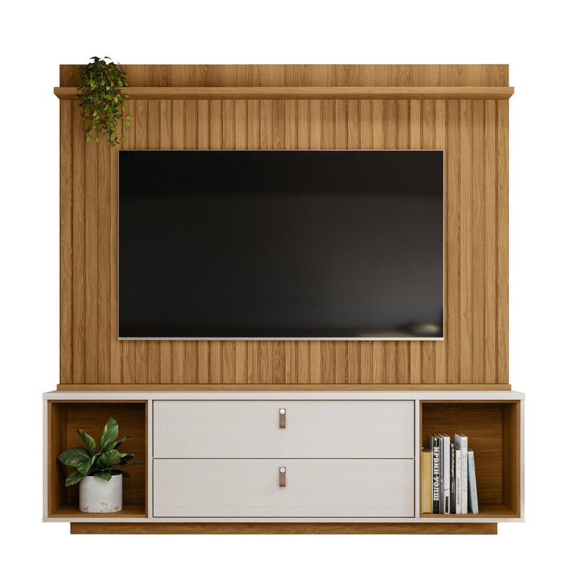 ONESSTA - Home estante 75 " Dakar Café y blanco 183x185x39 cm
