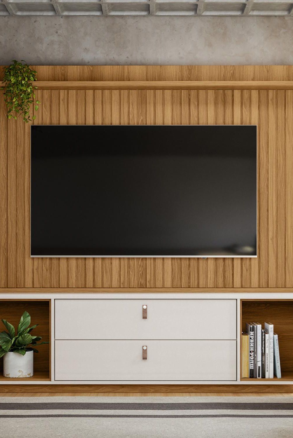 ONESSTA - Home estante 75 " Dakar Café y blanco 183x185x39 cm