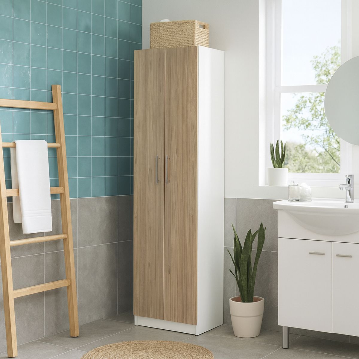 CIC - Estante Melamina 4 Nivel(es) 30x180x30 cm Blanco/Olmo Alpino