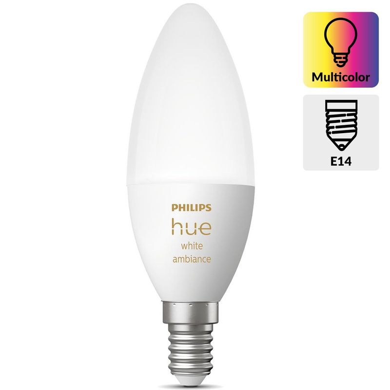 PHILIPS HUE - Ampolleta Inteligente Hue Ambiance 5.2 W E14 470 lm Luz Cálida o fría