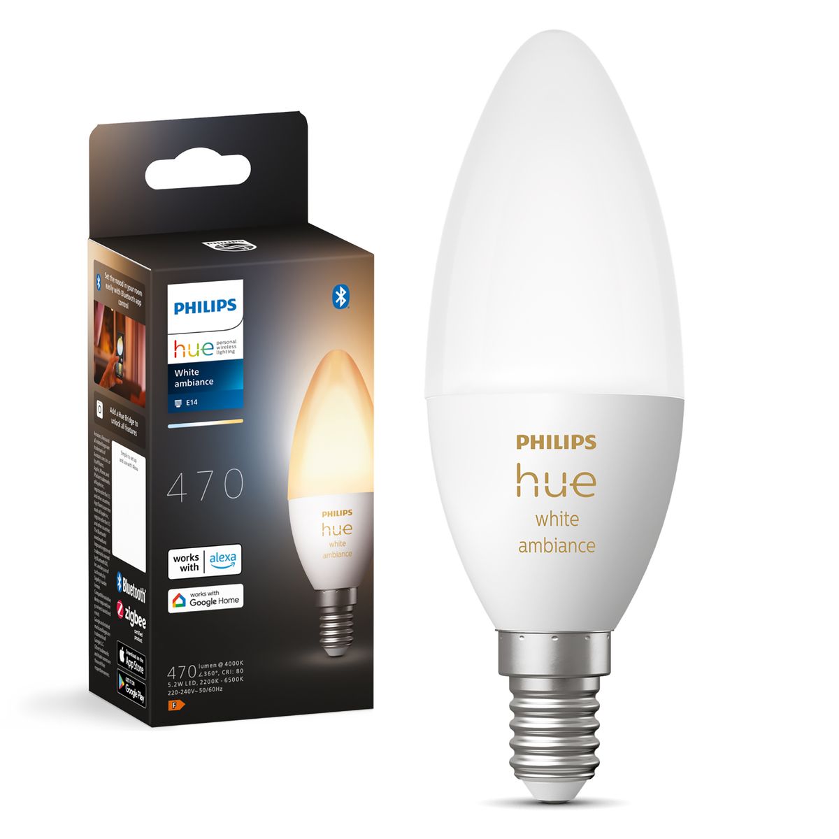 PHILIPS HUE - Ampolleta Inteligente Hue Ambiance 5.2 W E14 470 lm Luz Neutro