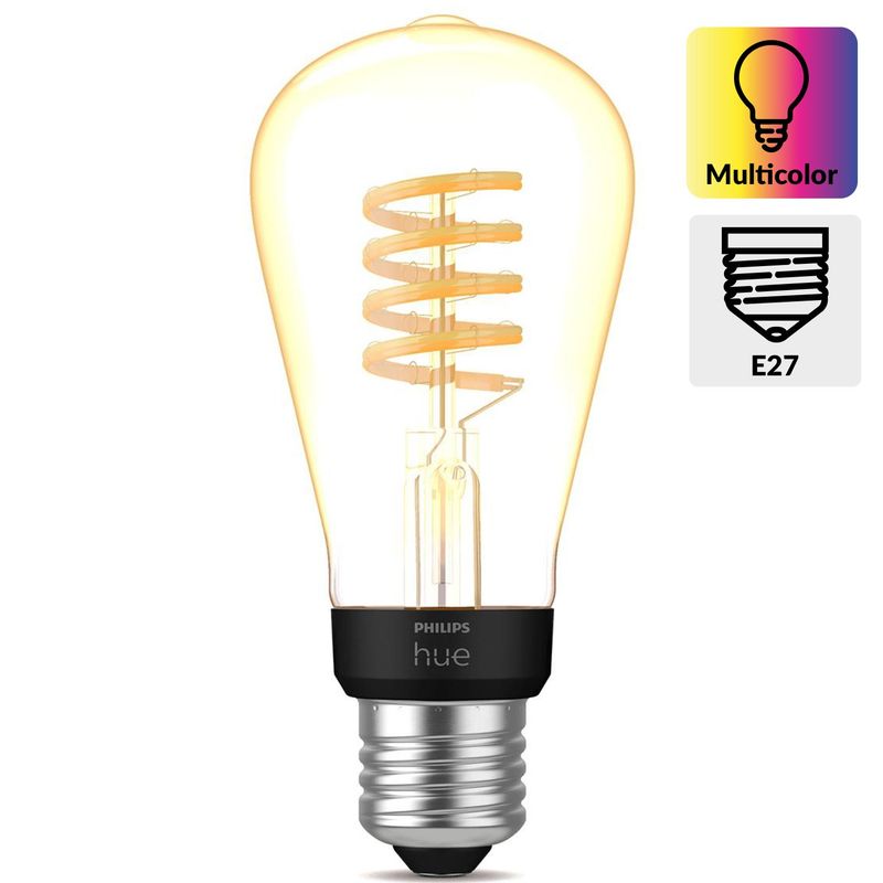 PHILIPS HUE - Ampolleta Inteligente Hue Ambiance Filamento Edison 7 W E27 550 lm Luz Cálida o fría