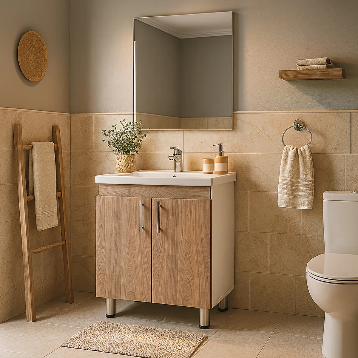 CIC - Mueble Vanitorio 2 Puertas Blanco Olmo-Alpino 60x67x41.5 cm