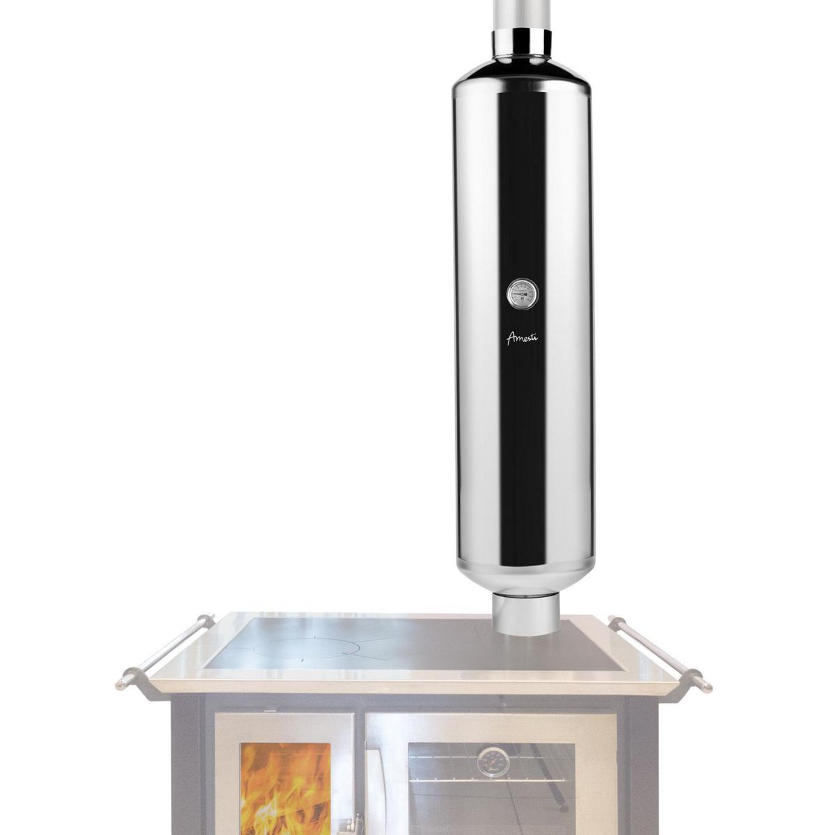 AMESTI - Termocañón Inoxidable 90 Litros Para Estufa Leña 5 Pulgadas