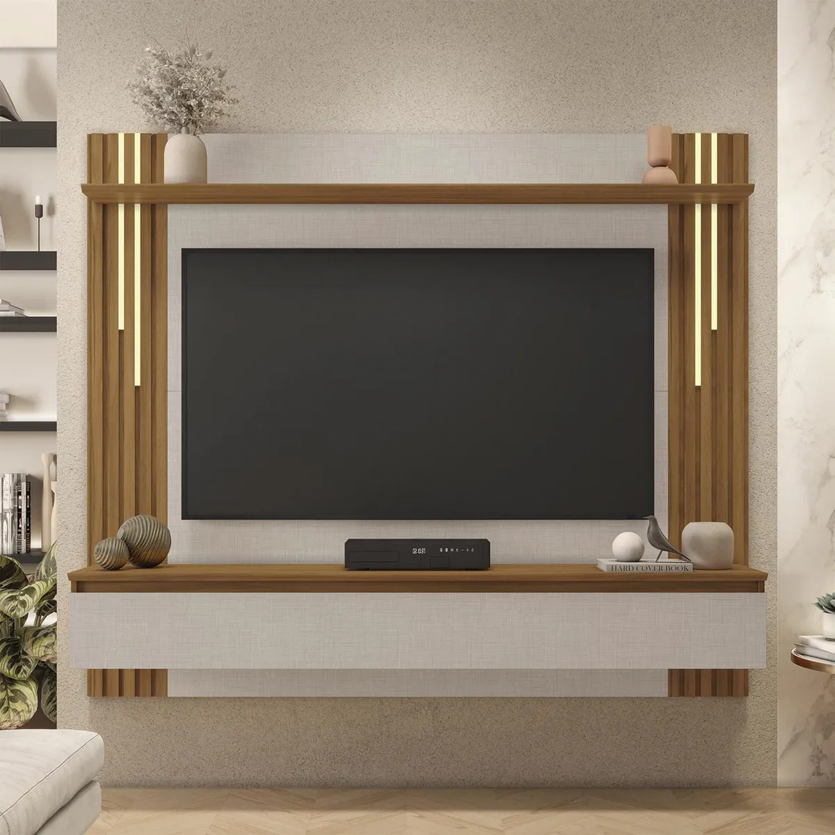 HOME MOBILI - Panel TV 65 " Nairobi Blanco/Café 180x161x33 cm