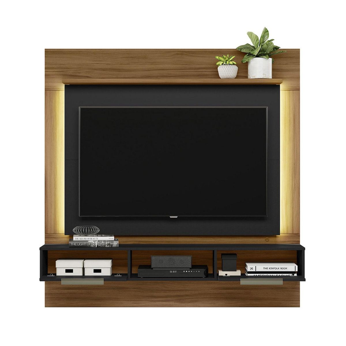 HOME MOBILI - Panel TV 58 " Napoles Negro/café 161x163x30 cm