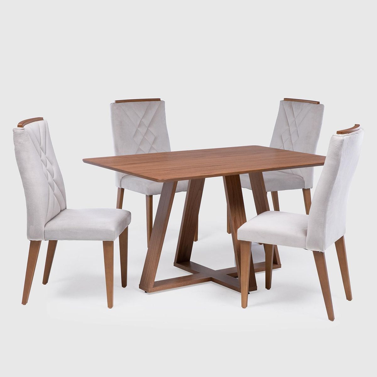 DECOCASA - Juego de Comedor Megan 4 Sillas Mesa Rectangular 90x74,7x135 cm Café