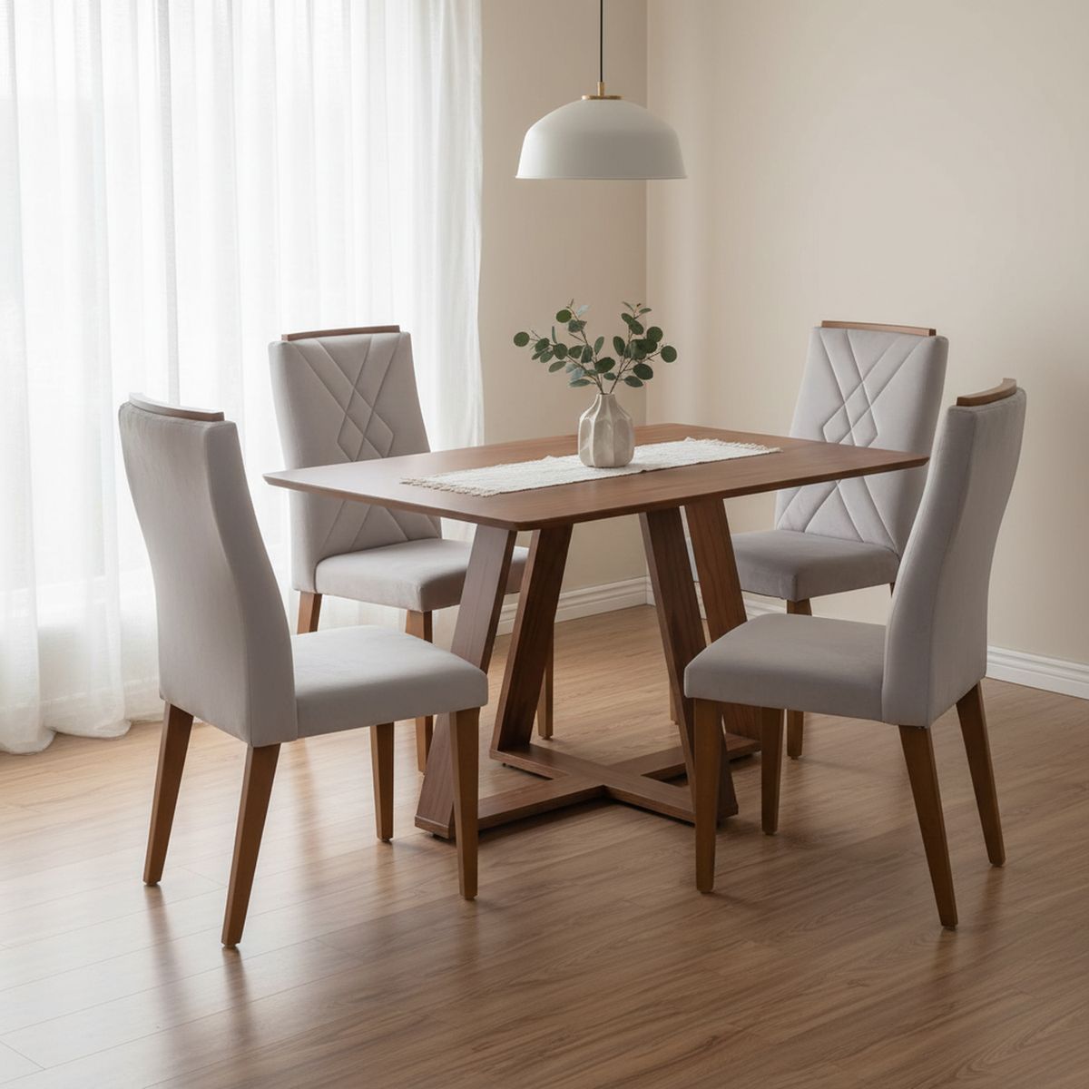 DECOCASA - Juego de Comedor Megan 4 Sillas Mesa Rectangular 90x74,7x135 cm Café