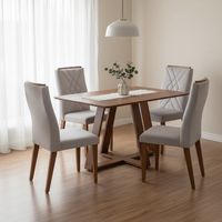 Juego de Comedor Megan 4 Sillas Mesa Rectangular 90x74,7x135 cm Café