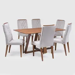 DECOCASA - Juego de Comedor Megan 6 Sillas Mesa Rectangular 90x74,7x160 cm Café