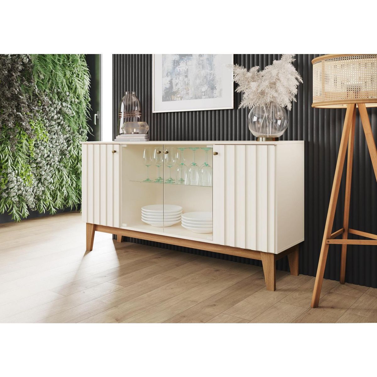 HOME MOBILI - Buffet Eiffel Blanco/café 43.5x150.5x80 cm