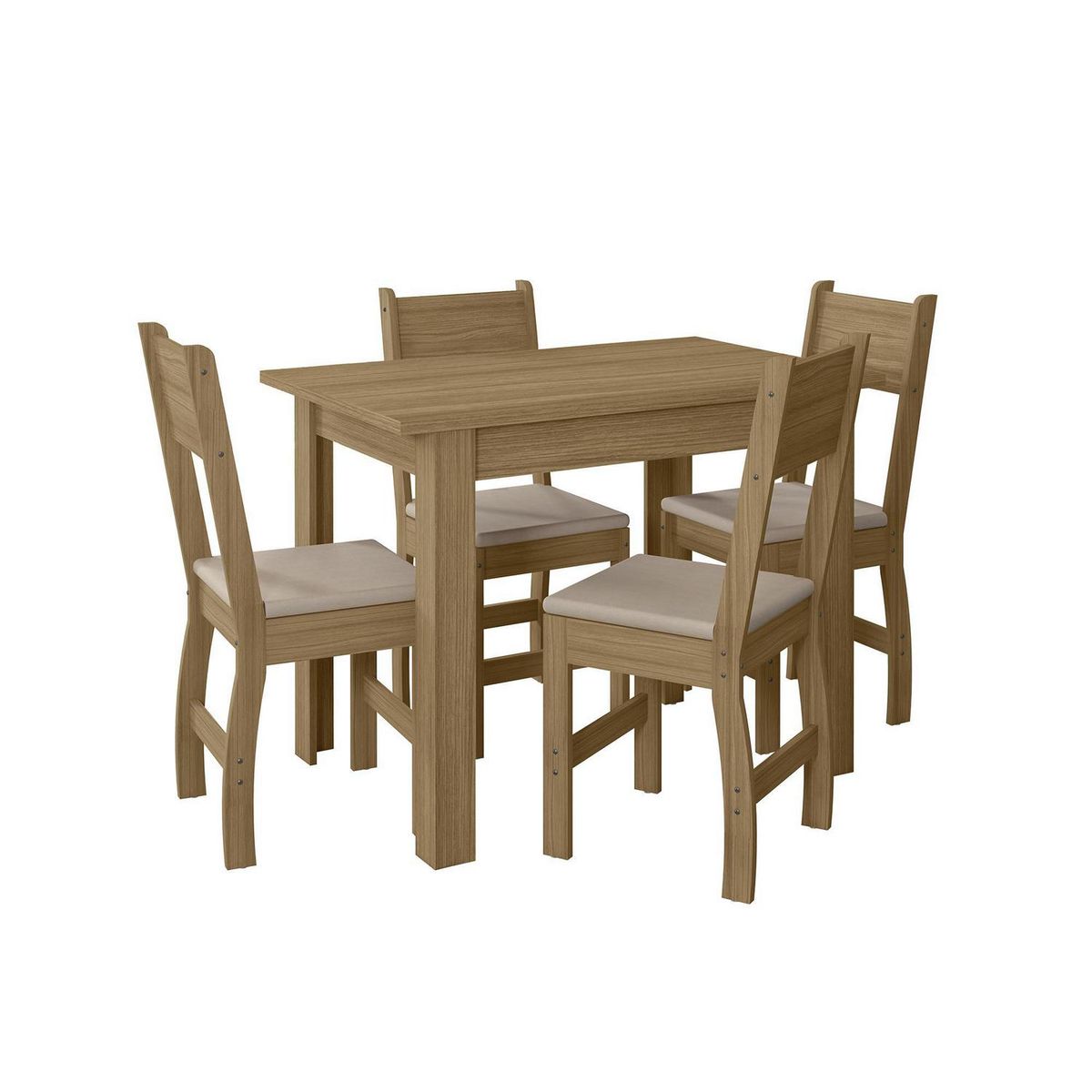 HOME MOBILI - Juego de Comedor Bellano 4 Sillas Mesa Rectangular 80x68x108 cm Café