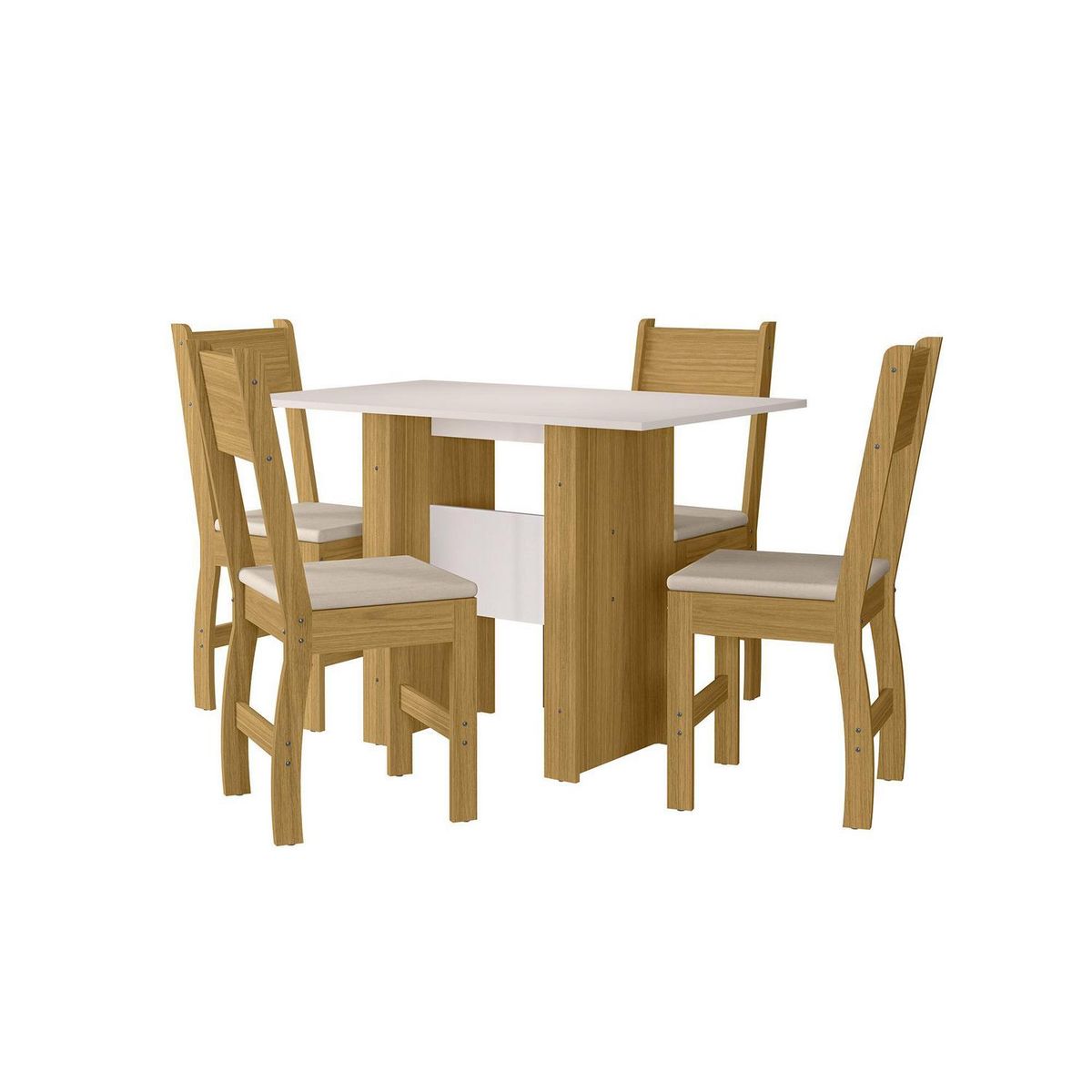 HOME MOBILI - Juego de Comedor Milano 4 Sillas Mesa Rectangular 78x68x108 cm Café/Blanco