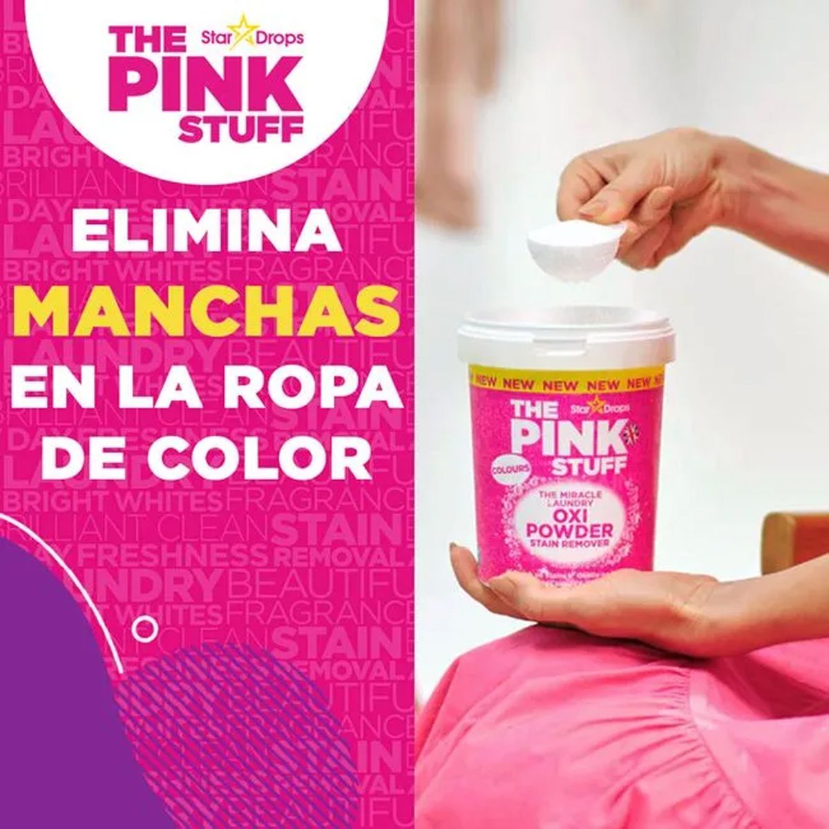THE PINK STUFF - Quitamanchas en polvo Ropa color 1 Kg.