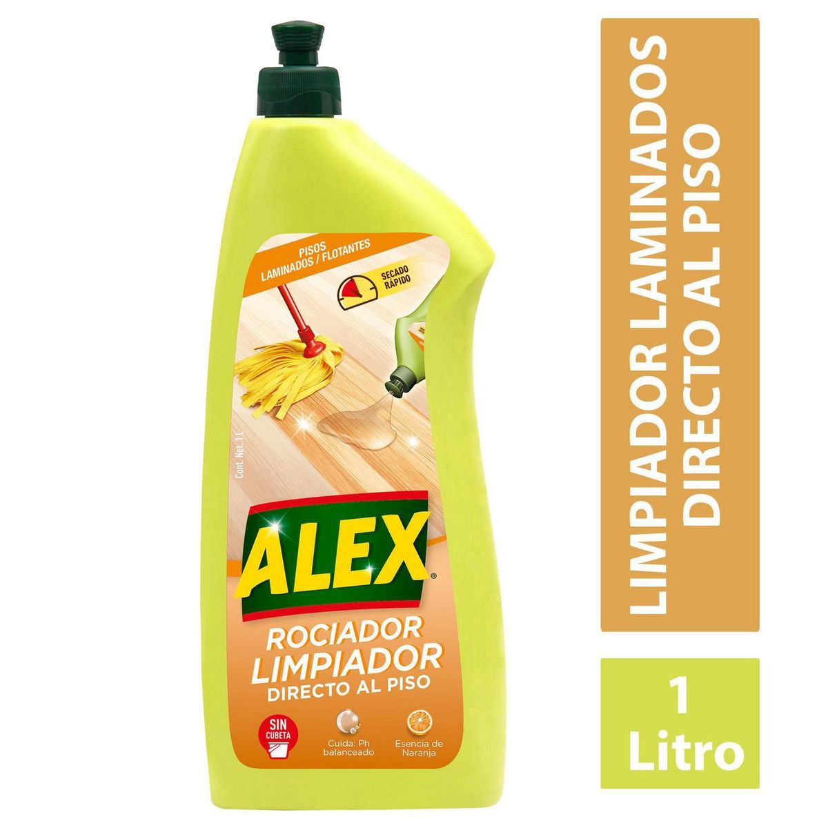 ALEX - Limpiador Pisos Laminados Alex 1 Litro Aroma Naranja Uso Directo