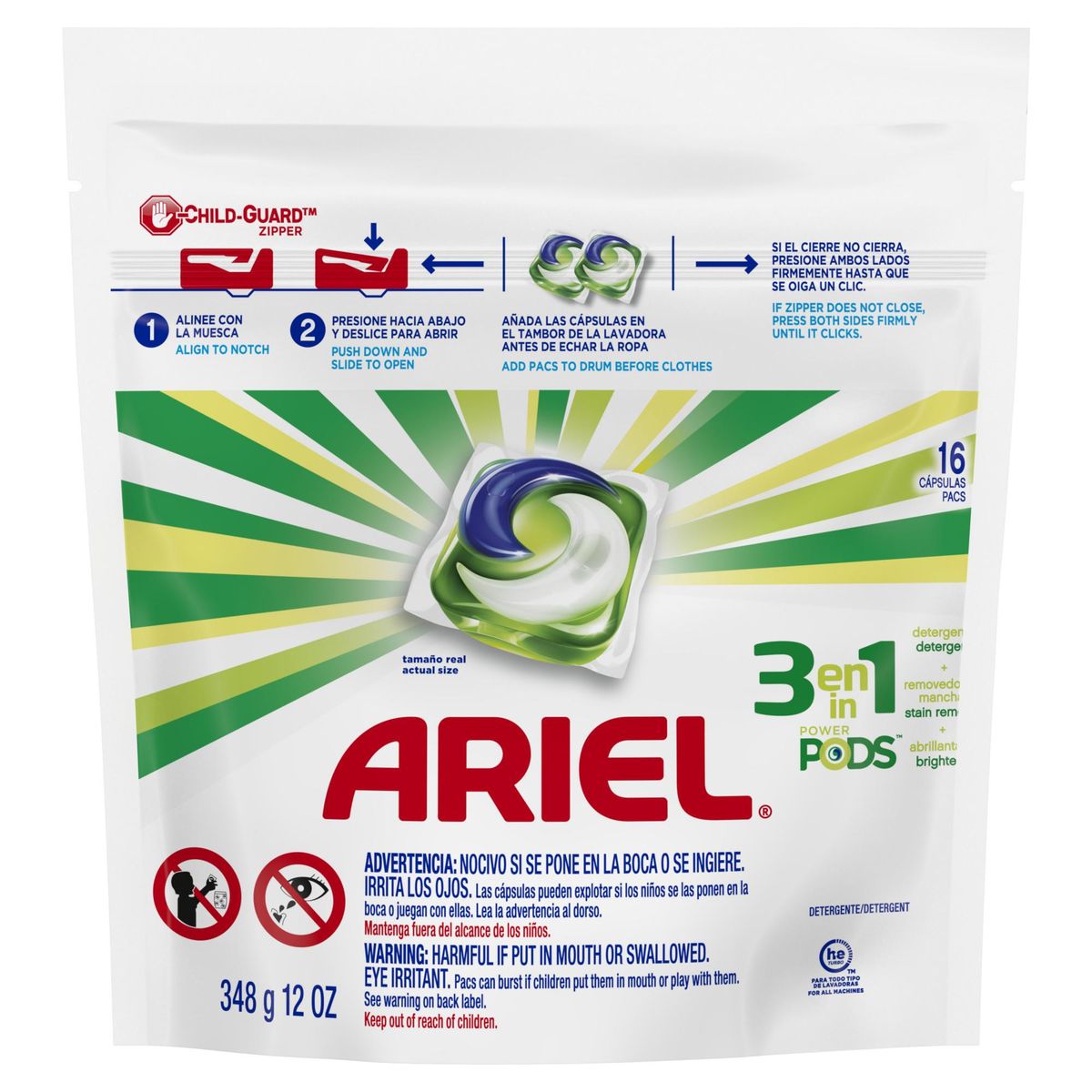 ARIEL - Cápsulas Detergente Ariel Original 16 Unidades Doypack Ropa