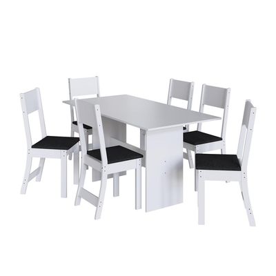 Imagen 2 del producto Juego de Comedor Karla 6 Sillas Mesa Rectangular 76x78x150 cm Blanco