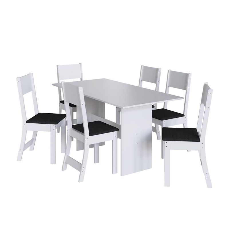 HOME MOBILI - Juego de Comedor Karla 6 Sillas Mesa Rectangular 76x78x150 cm Blanco