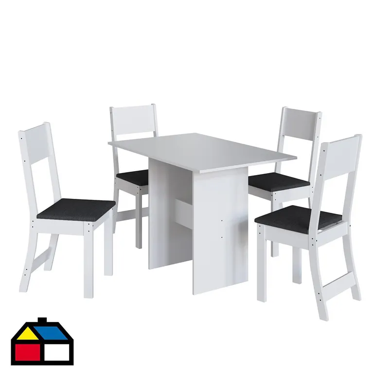 HOME MOBILI - Juego de Comedor Karla 6 Sillas Mesa Rectangular 76x78x150 cm Blanco