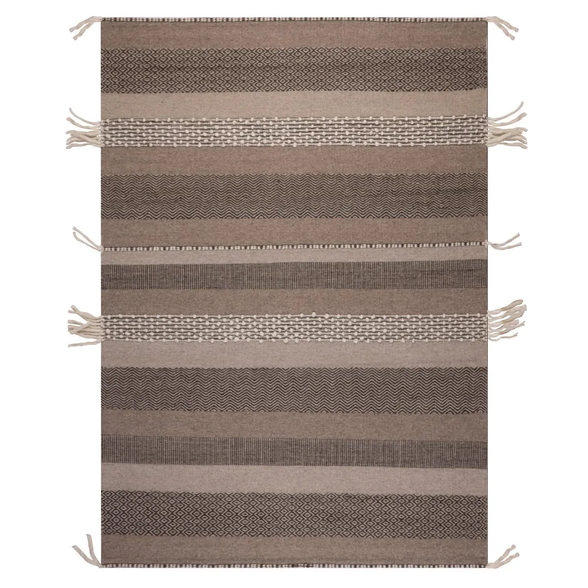 DIB - Alfombra Grande Handwoven wool Tribal 190x290 cm Lana Café
