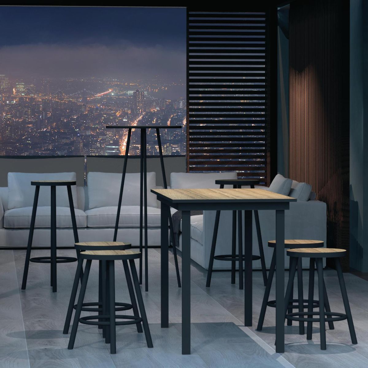 AMUV - Piso Taburete Coco Bolo Negro/Café 45x30x30 cm