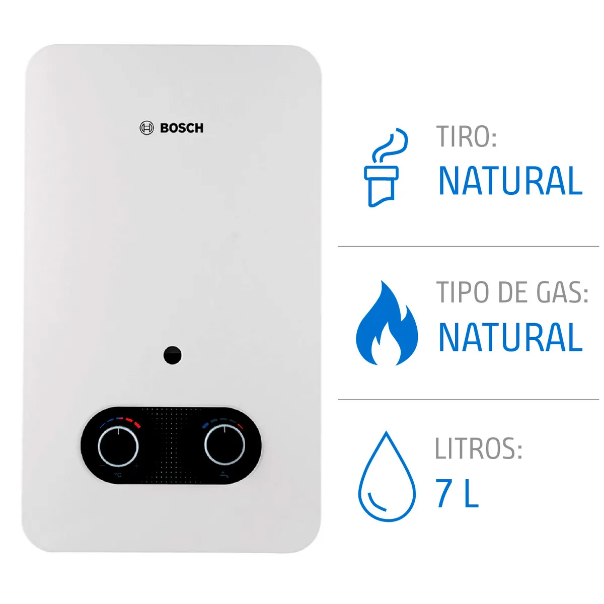 JUNKERS - Calefont Gas Natural 7 Litros Tiro Natural Ionizado