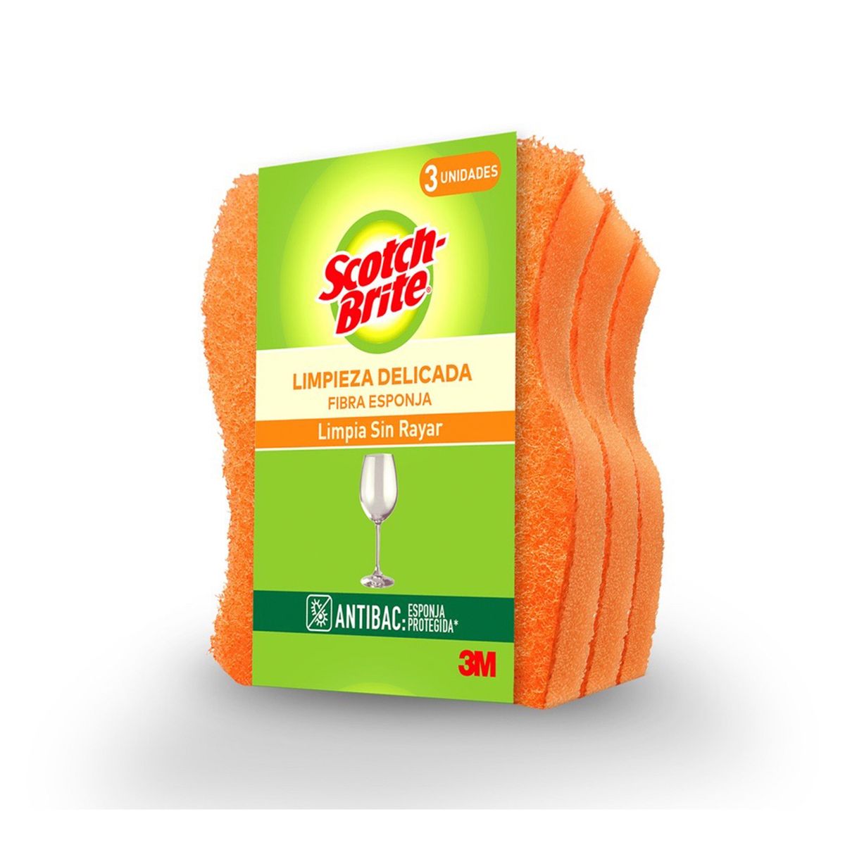 SCOTCH BRITE - Pack 3 Esponjas Scotch Brite Cero Rayas Naranja para Cocina