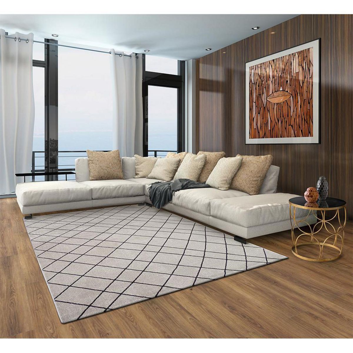 DECOCASA - Alfombra Tejida 4156 Classe A Riscos 200x250 cm Polipropileno Gris