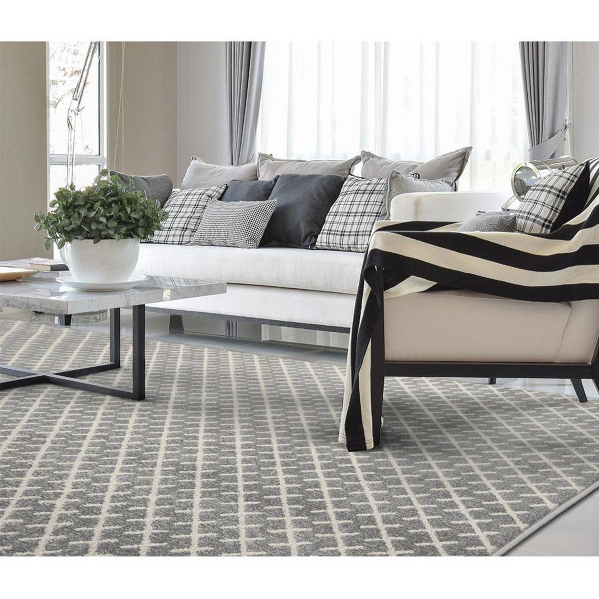 DECOCASA - Alfombra Tejida 3287 Clase A Diagonal 200x250 cm Polipropileno Gris