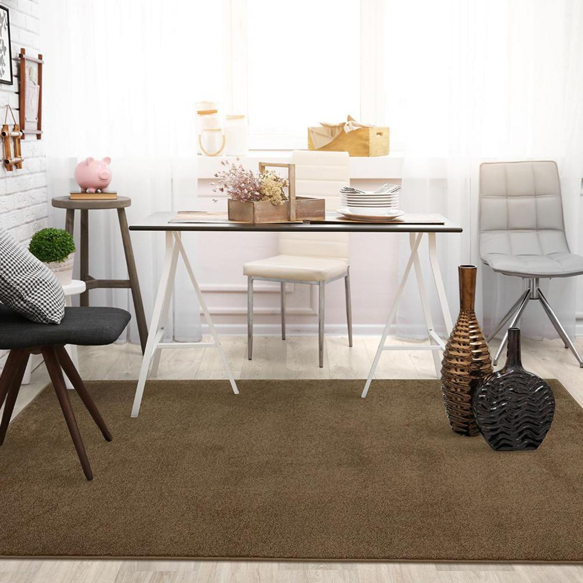 DECOCASA - Alfombra Tufting 5562 Ecletik Castor 200x250 cm Polipropileno Café