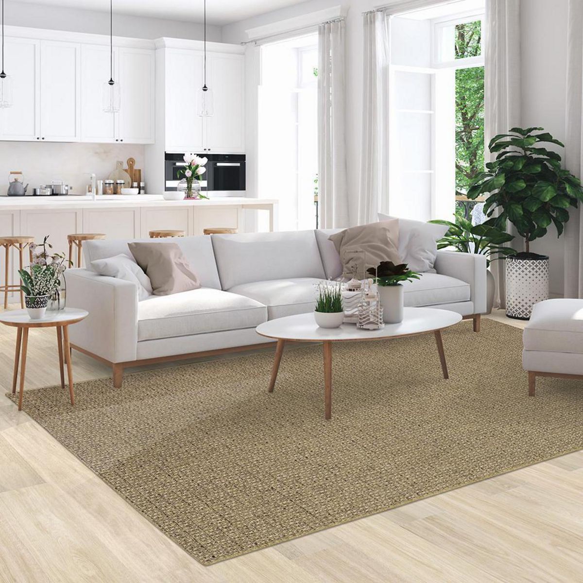 DECOCASA - Alfombra Tejida 7679 Boucle Sergipe 150x200 cm Polipropileno Café