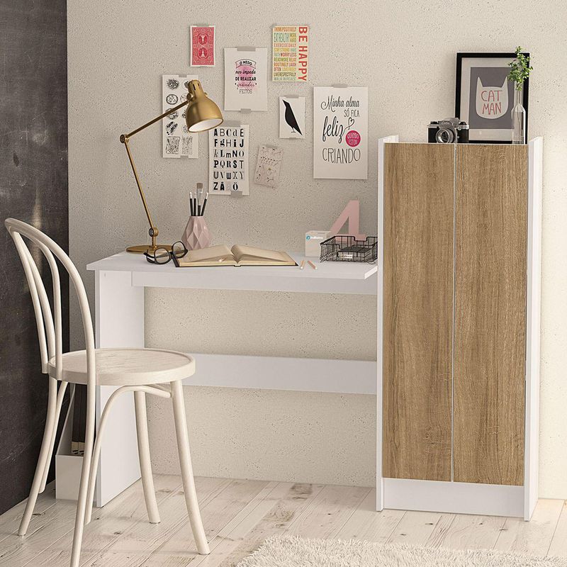 AMUV - Escritorio School Blanco/Café 126.5x73x45 cm
