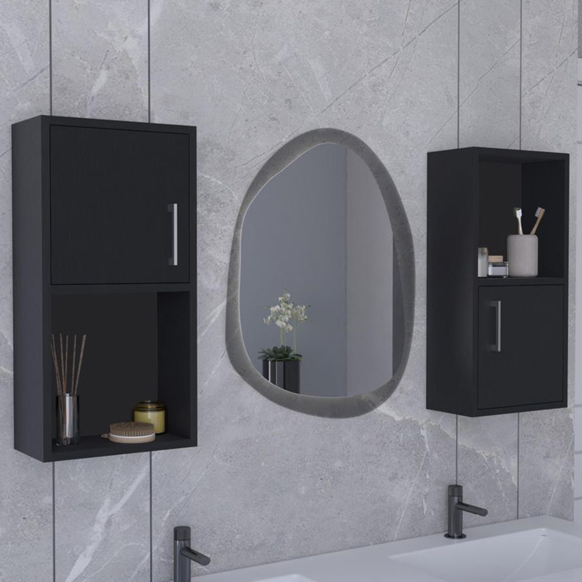 TUHOME - Mueble Auxiliar Bath X2 2 Puertas Wengue