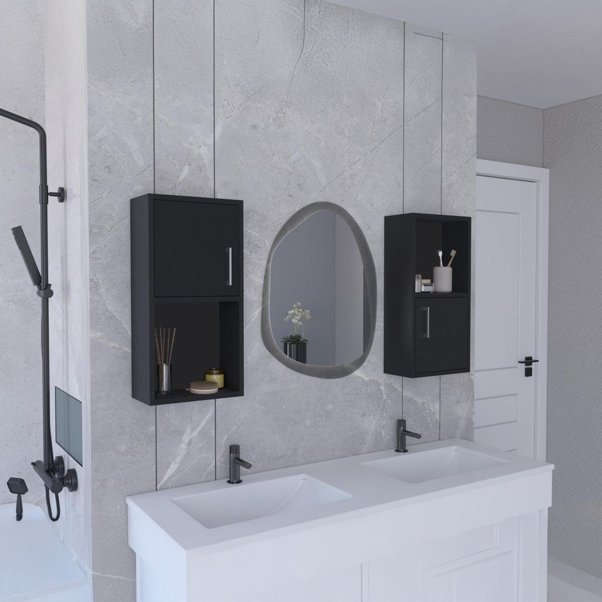 TUHOME - Mueble Auxiliar Bath X2 2 Puertas Wengue
