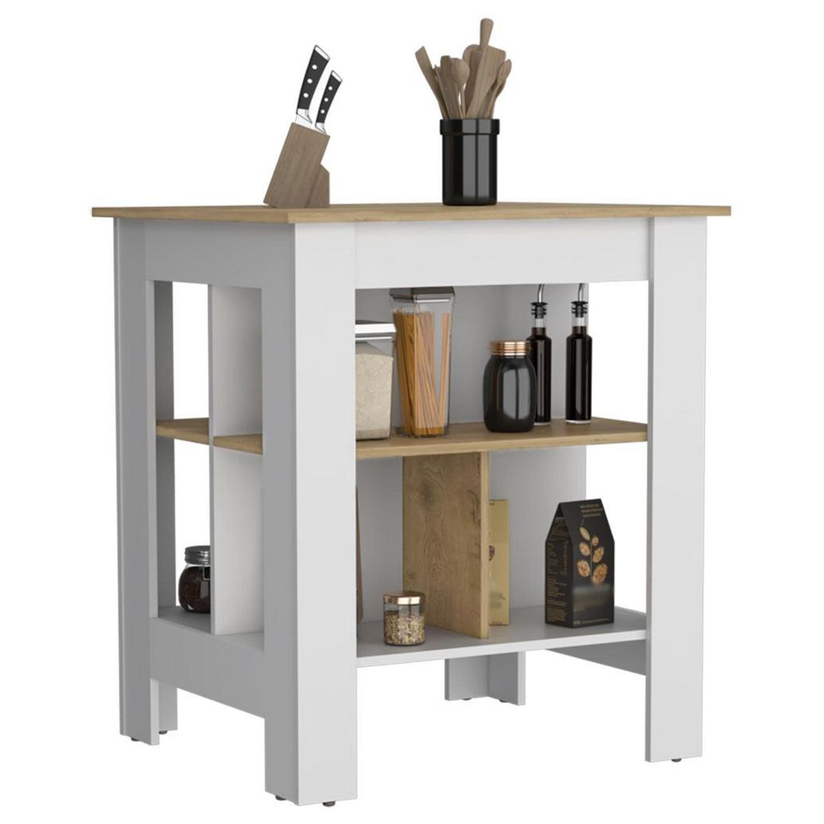 TUHOME - Isla de Cocina Soler Light Blanco