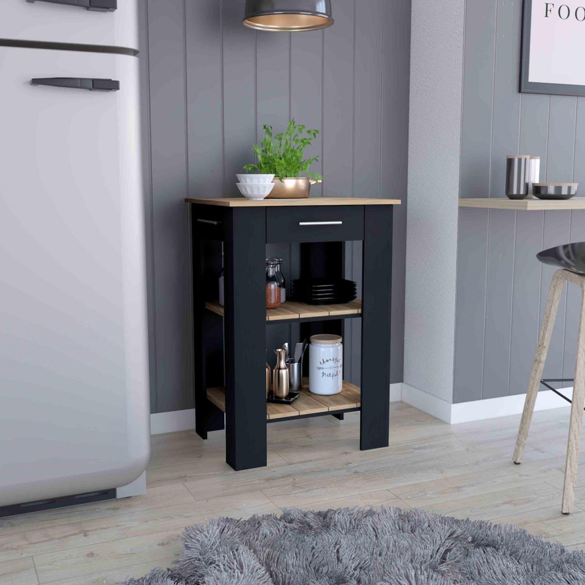 TUHOME - Isla de Cocina Cala 23 1 Cajón Wengue Macadamia