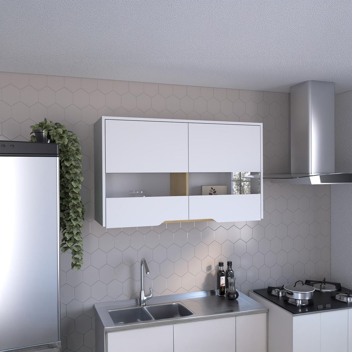 TUHOME - Mueble Superior Soler 100 2 Puertas Blanco Macadamia